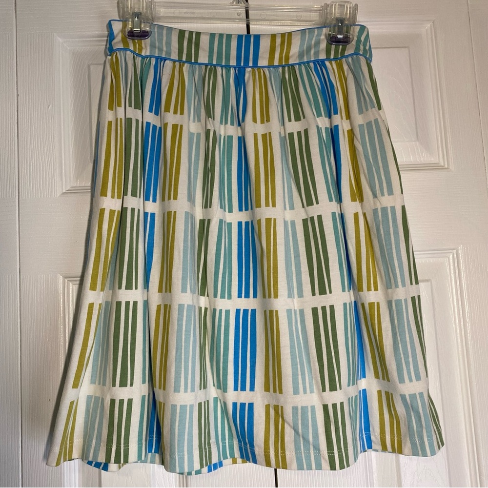 Boden Blue Green Striped A-Line Skirt